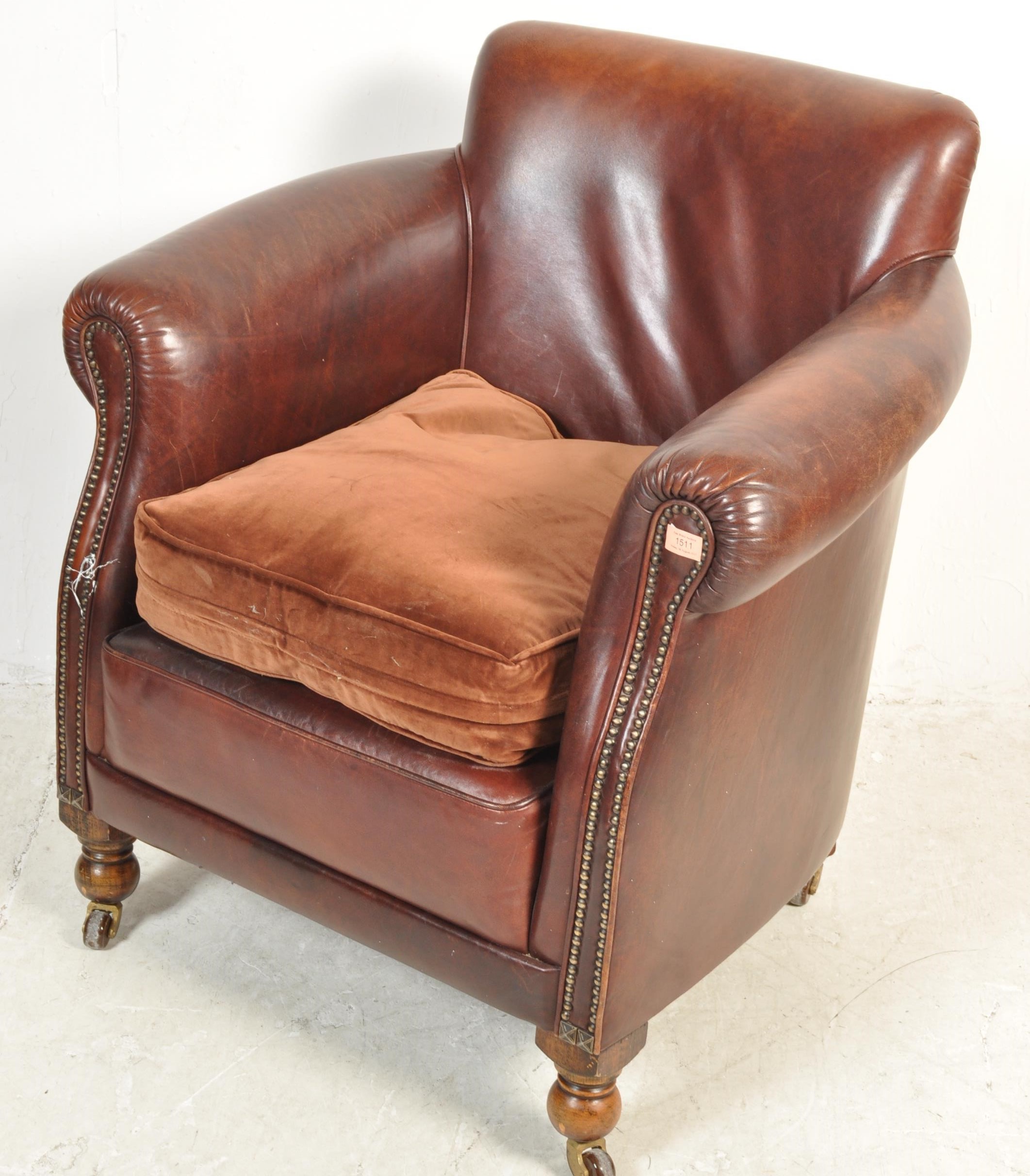 20TH CENTURY BROWN LEATHER CLUB CHAIR / ARMCHAIR - Image 2 of 7