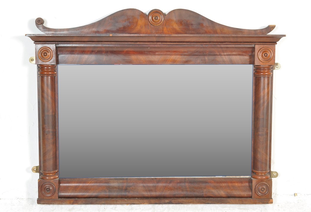 19TH CENTURY GEORGE III MAHOGANY MIRROR WITH TURNED COLUMNS