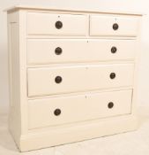 19TH CENTURY VICTORIAN WHITE PAINTED 2 OVER 3 CHEST OF DRAWERS