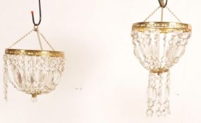 TWO EARLY 20TH CENTURY EDWARDIAN CRYSTAL GLASS CHANDELIER