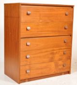 VINTAGE 20TH CENTURY AVALON TEAK VENEER PEDESTAL CHEST OF DRAWERS