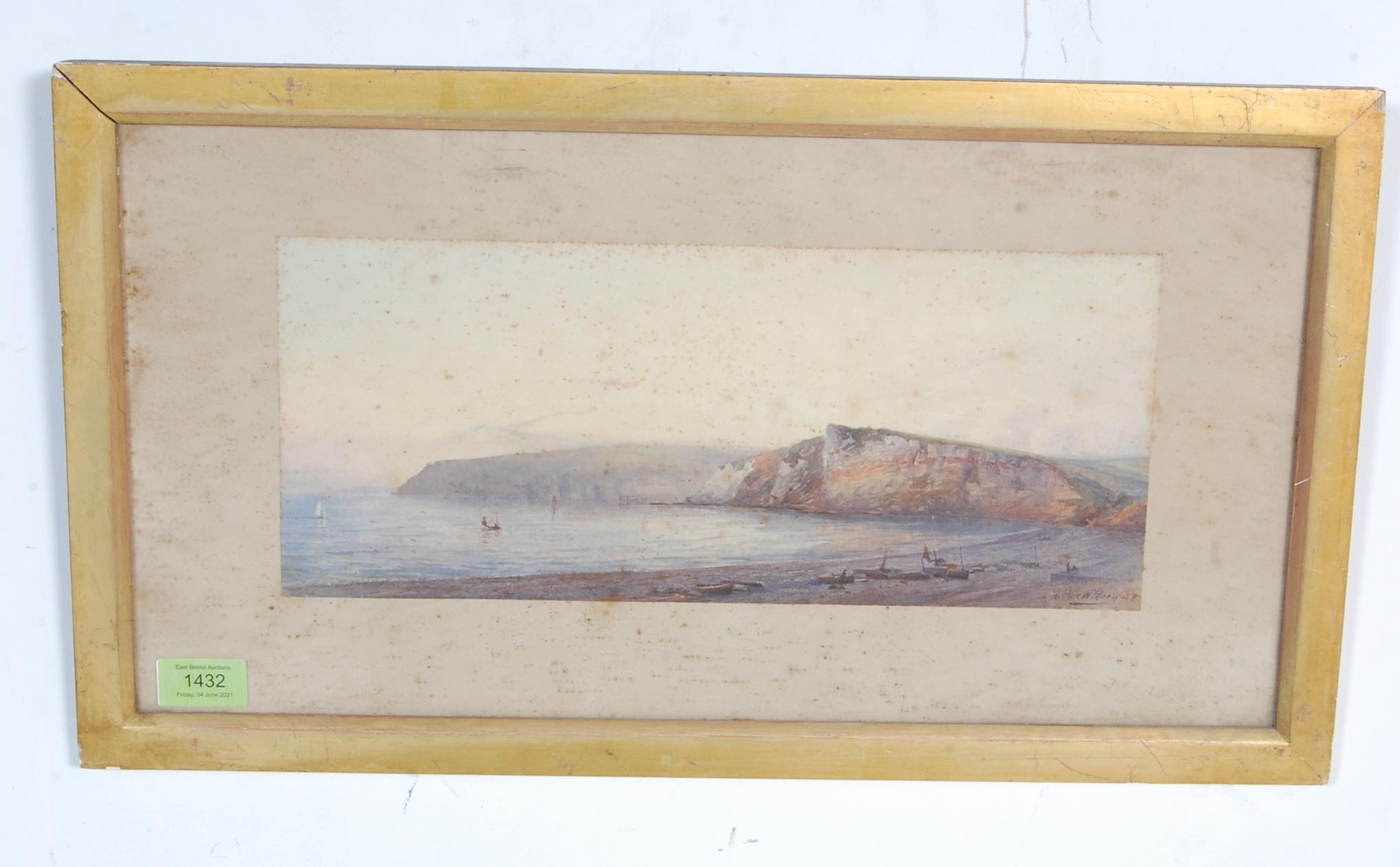 DEVON BAY AND CLIFF PAINTING BY ARTHUR W PERRY