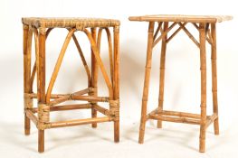 19TH CENTURY VICTORIAN BAMBOO SIDE TABLE AND A 20TH CENTURY CIRCA 1970'S BAMBOO TABLE