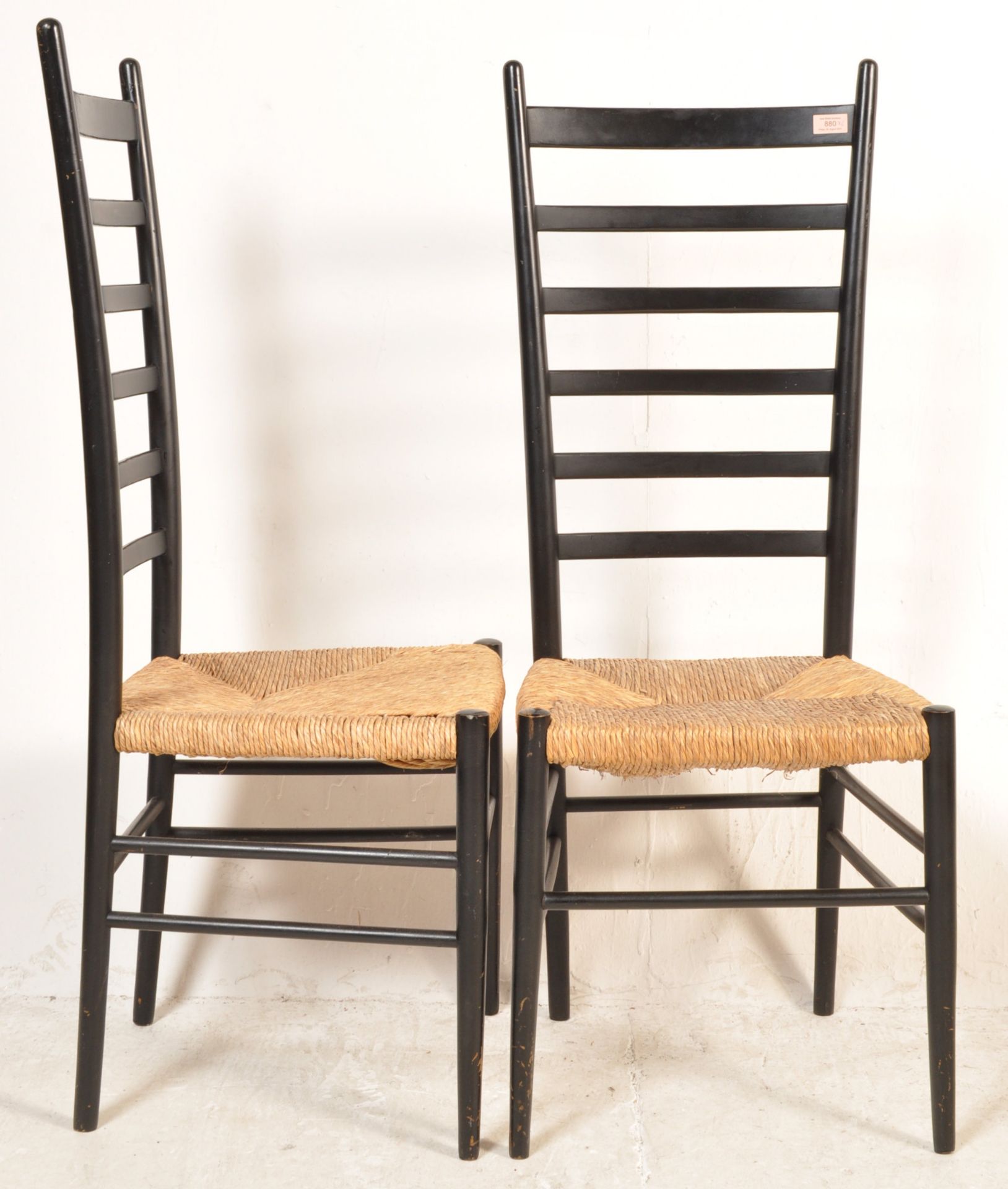 SET OF FOUR RUSH SEATS AND BLACK FRAME DINING CHAIRS - Image 6 of 6