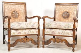 PAIR OF 1930'S BEECH WOOD CANED BERGERE ARMCHAIRS