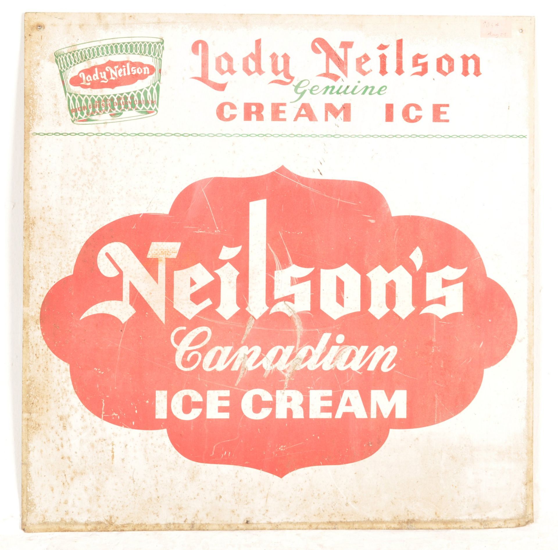 1970S 20TH CENTURY SINGLE SIDE NEILSON’S CANADIAN ICE CREAM SIGN