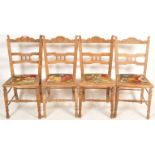 MATCHING SET OF FOUR EDWARDIAN OAK DINING CHAIRS