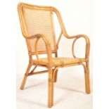MID 20TH CENTURY CANE AND BAMBOO FRAME ARMCHAIR / BEDROOM CHAIR