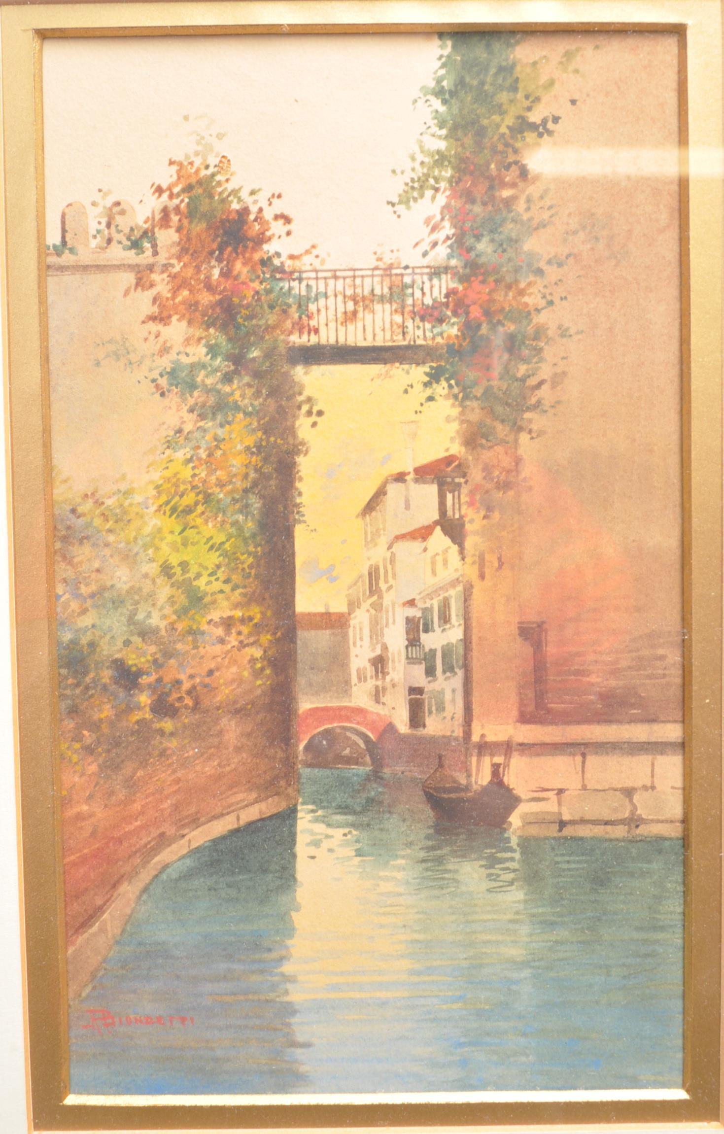 BIONDETTI - WATERCOLOUR PAINTING OF A VENICE CANAL - Image 2 of 4