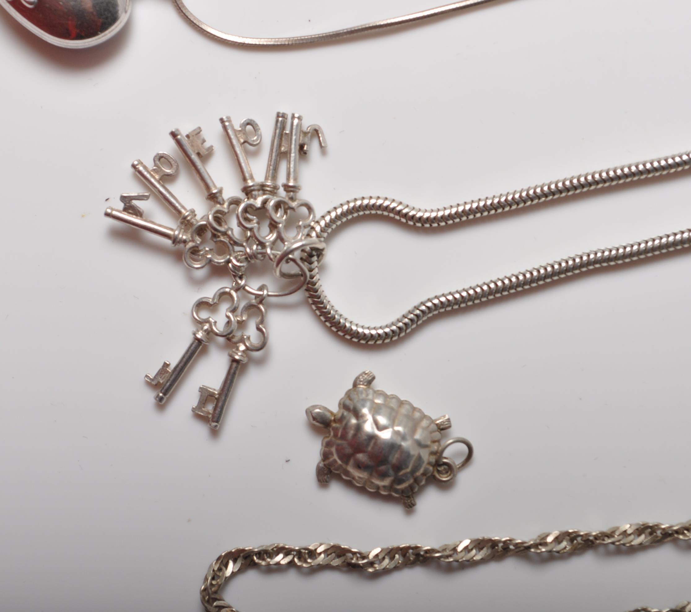 A COLLECTION OF LADIES STAMPED 925 SILVER PENDANTS AND CHAIN NECKLACES. - Image 3 of 10