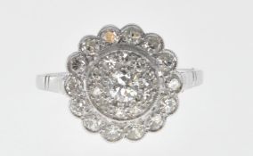 PLATINUM AND DIAMOND CLUSTER RING