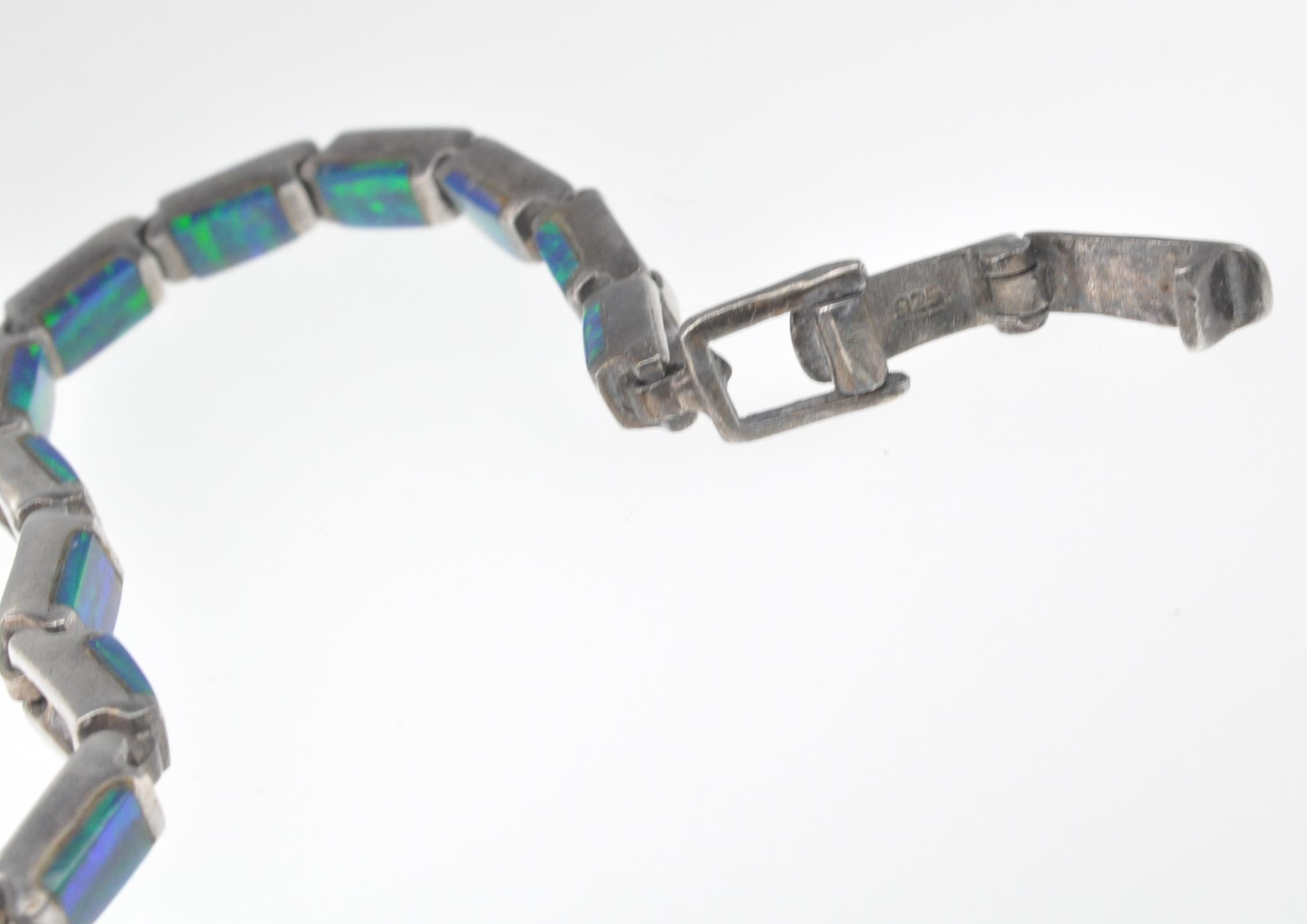 STAMPED 925 SILVER AND OPAL TENNIS BRACELET. - Image 7 of 7