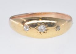 ANTIQUE GOLD AND DIAMOND THREE STONE RING