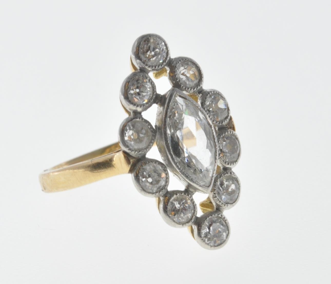 FRENCH GOLD AND DIAMOND MARQUISE RING - Image 3 of 6