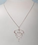 ART NOUVEAU PLATINUM AND DIAMOND PENDANT NECKLACE