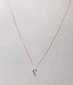 9CT WHITE GOLD AND DIAMOND CROSSOVER PENDANT