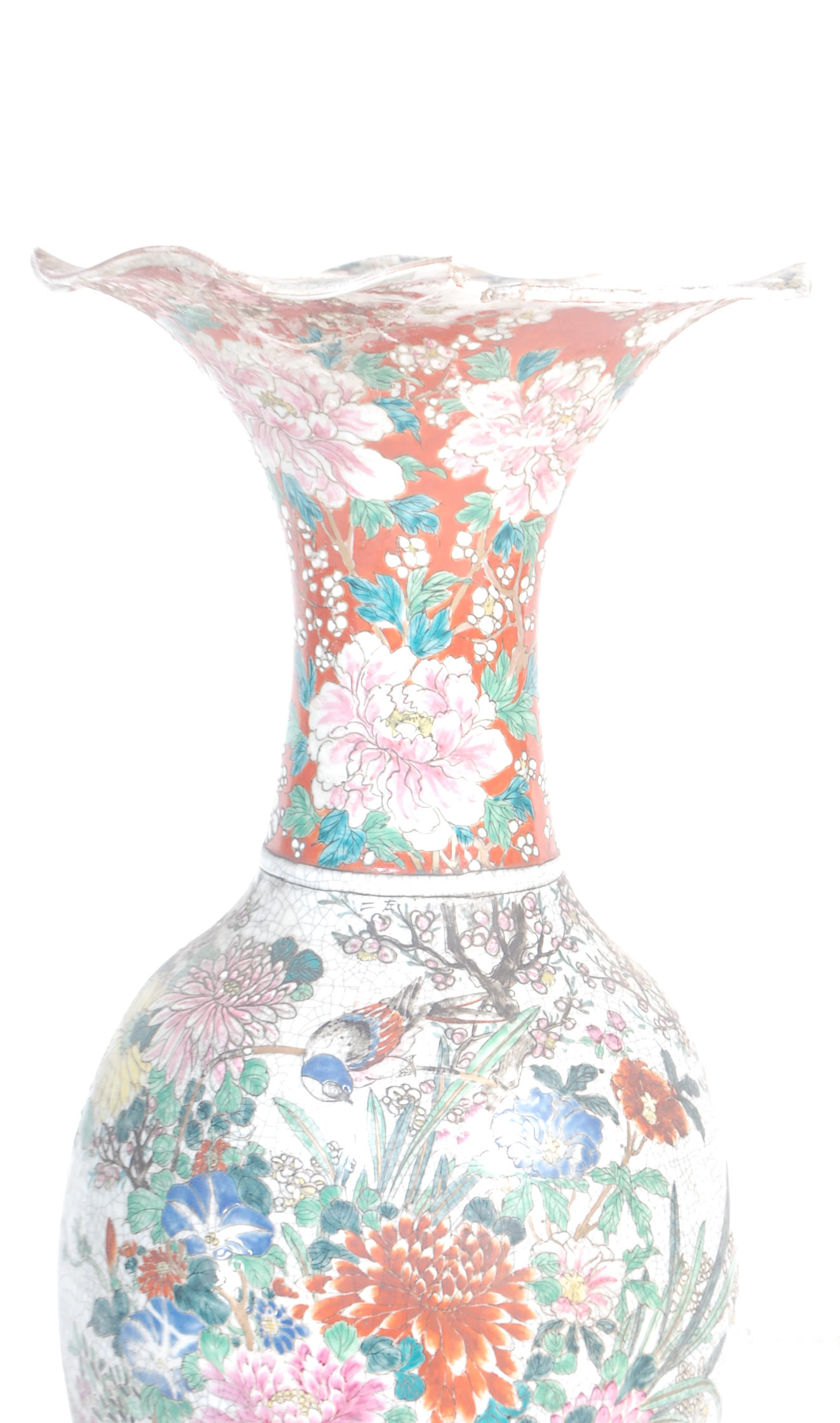 LARGE LATE 19TH CENTURY CHINESE CRACKLE GLAZE FAMILLE ROSE VASE - Image 3 of 6