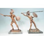 PAIR OF 20TH CENTURY ANTIQUE STYLE SPARTA GREEK SOLDIER FIGURES.