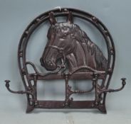 VINTAGE STYLE CAST METAL HORSES HEAD COAT HOOK