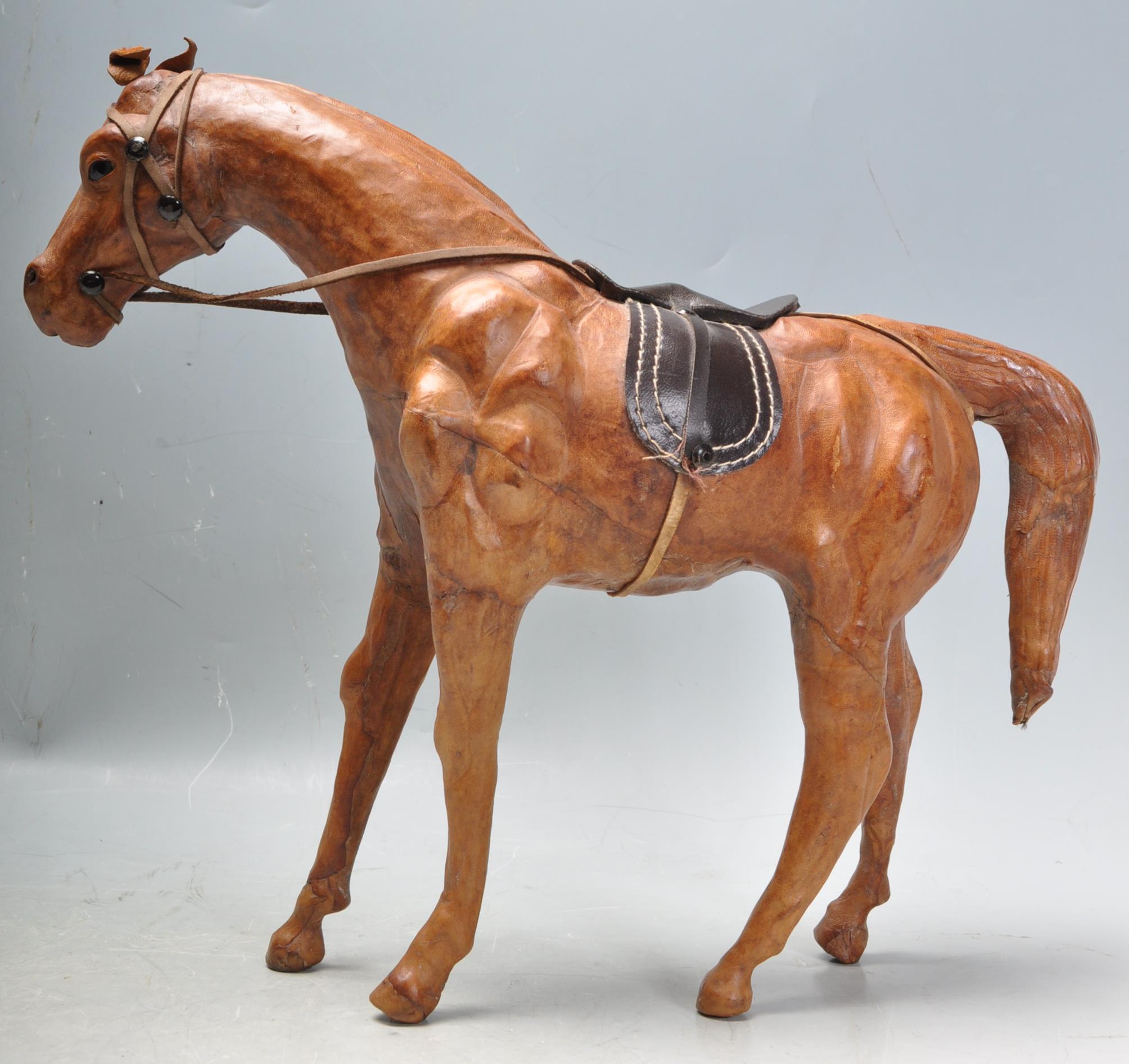 ANTIQUE STYLE LEATHER HORSE FIGURE IN THE LIBERTY MANNER - Image 3 of 5