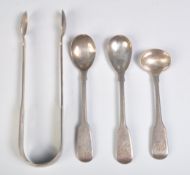 GROUP OF 19TH CENTURY SILVER SPOONS AND TONGS