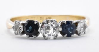 18CT GOLD DIAMOND AND SAPPHIRE FIVE STONE RING