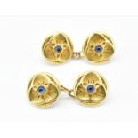 PAIR OF ART NOUVEAU 18CT GOLD AND SAPPHIRE CUFFLINKS