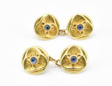 PAIR OF ART NOUVEAU 18CT GOLD AND SAPPHIRE CUFFLINKS