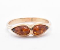 AMBER & YELLOW METAL RING