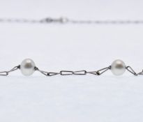 FRENCH PLATINUM & PEARL NECKLACE CHAIN