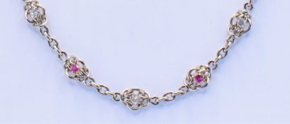 PLATINUM DIAMOND AND RUBY FANCY LINK CHAIN