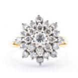 1970'S 18CT GOLD DIAMOND CLUSTER RING