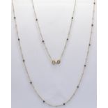 18CT GOLD SAPPHIRE AND PEARL NECKLACE CHAIN