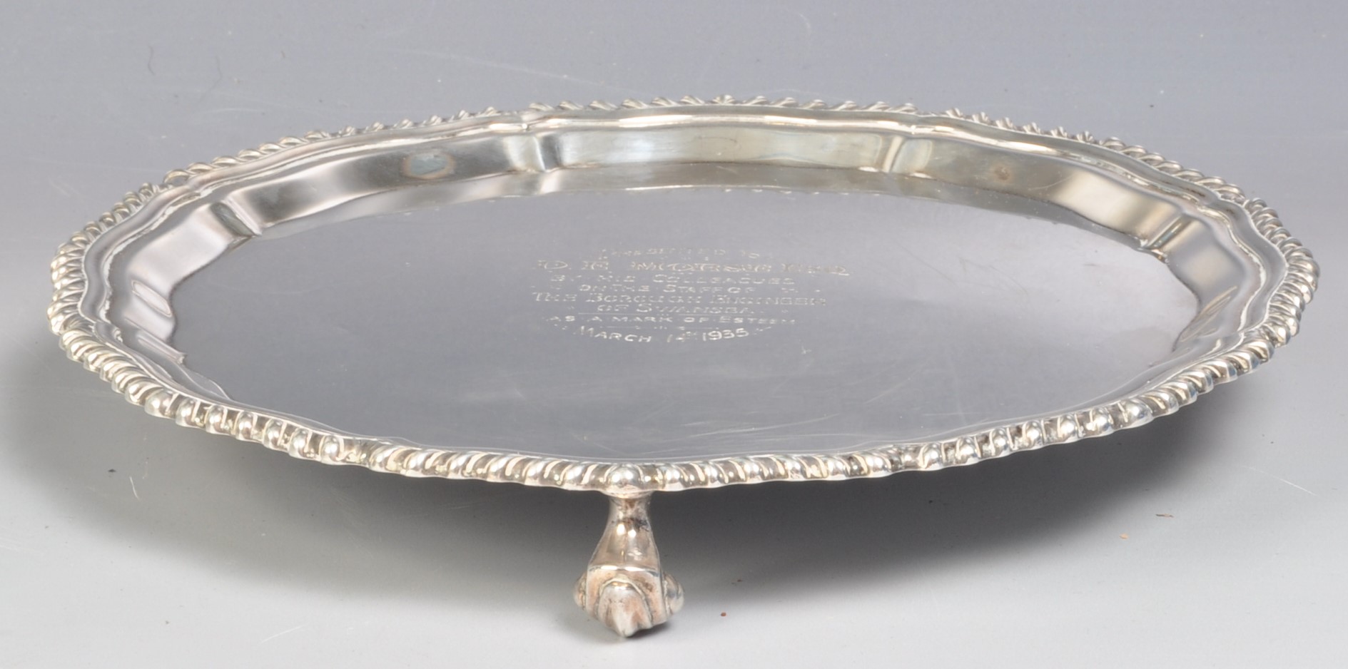 1930'S SILVER HALLMARKED SALVER TRAY - Image 3 of 4