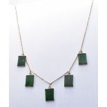 14CT GOLD GREEN HARDSTONE DROP NECKLACE