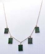 14CT GOLD GREEN HARDSTONE DROP NECKLACE