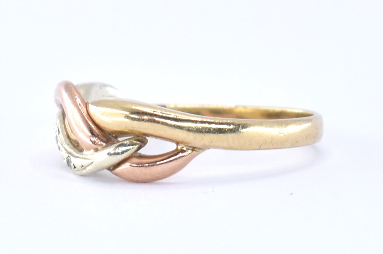 9CT TRI GOLD AND DIAMOND RING - Image 2 of 6