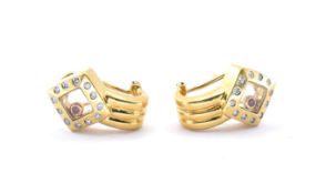 18CT GOLD AND DIAMOND CHOPARD STYLE EARRINGS