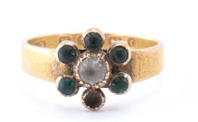 19TH CENTURY 15CT GOLD CLUSTER RING