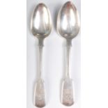 TWO 19TH CENTURY SILVER FIDDLE PATTERN SPOONS