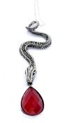 925 SILVER SNAKE DROP PENDANT NECKLACE