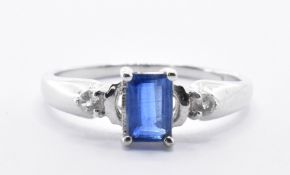 9CT WHITE GOLD AND BLUE STONE RING