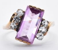 9CT GOLD AND PINK SAPPHIRE CROSSOVER RING