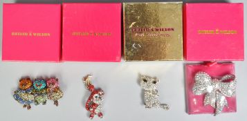 FOUR BUTLER & WILSON CRYSTAL SET BROOCHES