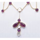 15CT GOLD GARNET AND MOONSTONE NECKLACE