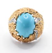 1960'S ANDREW GRIMA GOLD DIAMOND & TURQUOISE RING