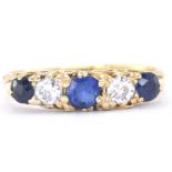 18CT GOLD SAPPHIRE & DIAMOND GYPSY SETTING RING