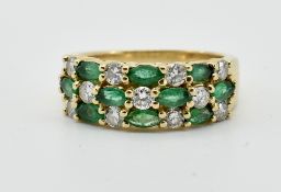 18CT GOLD EMERALD & DIAMOND RING