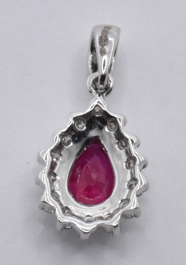 18CT WHITE GOLD RUBY AND DIAMOND PENDANT - Image 3 of 3