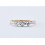 18CT GOLD AND PLATINUM THREE STONE DIAMOND RING